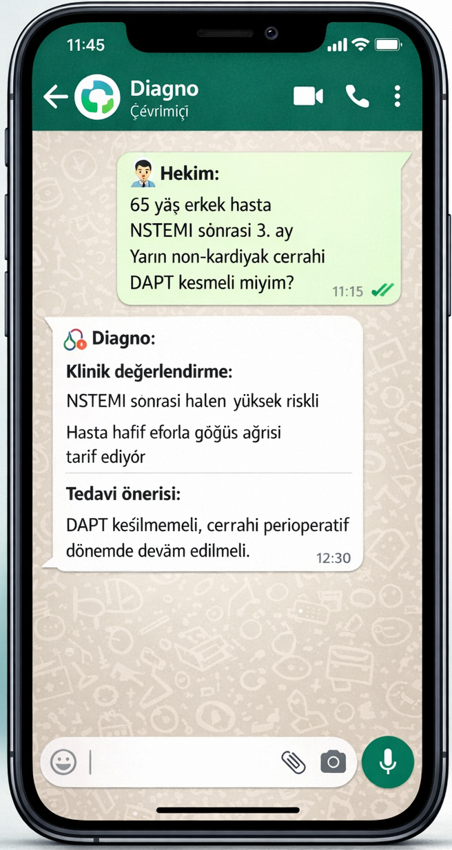 Diagno WhatsApp kullanım örneği